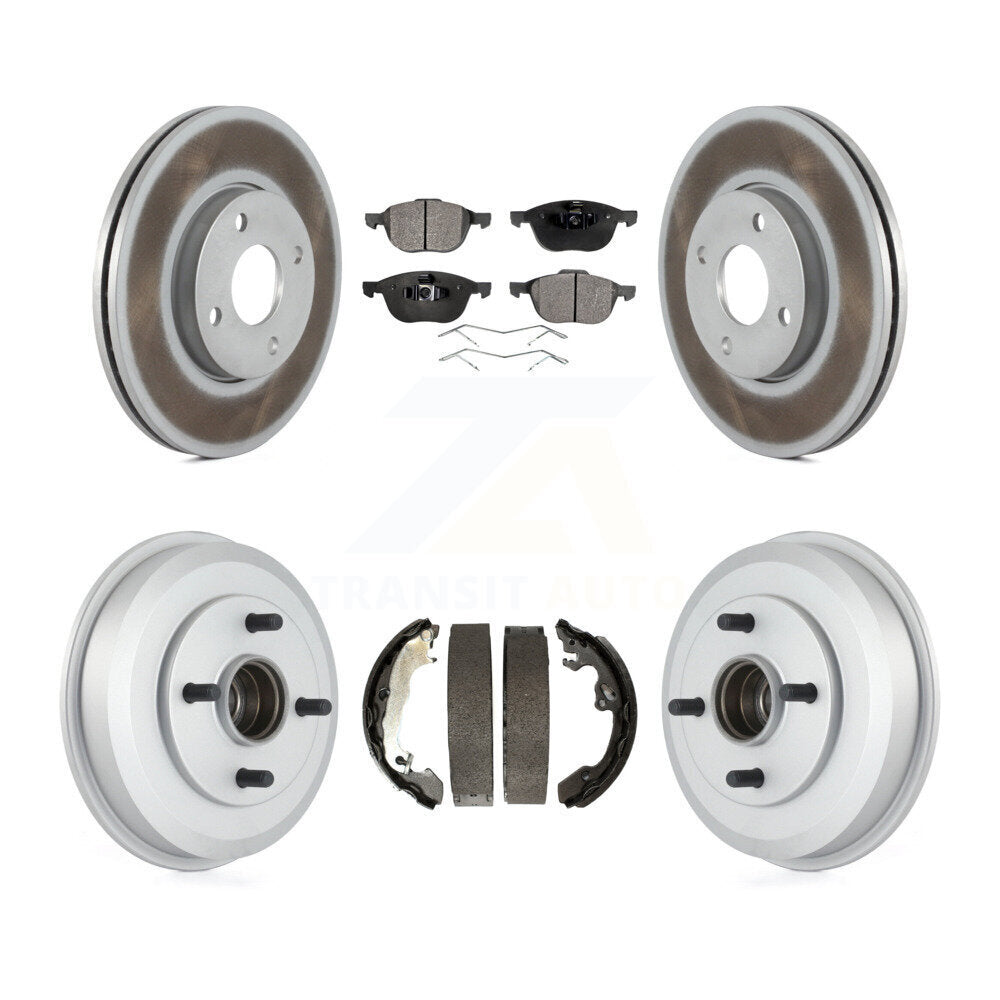 Front Rear Coated Disc Brake Rotors Ceramic Pads And Drum Kit For Ford Focus KGT-102546