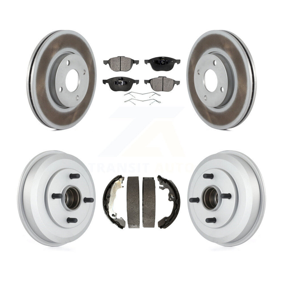 Front Rear Coated Disc Brake Rotors Ceramic Pads And Drum Kit For Ford Focus KGT-102546