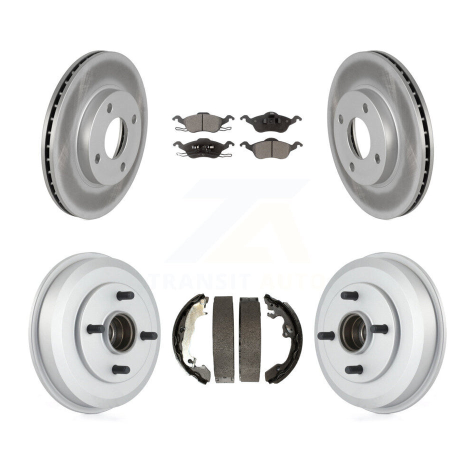Front Rear Coated Disc Brake Rotors Ceramic Pads And Drum Kit For Ford Focus KGT-102547