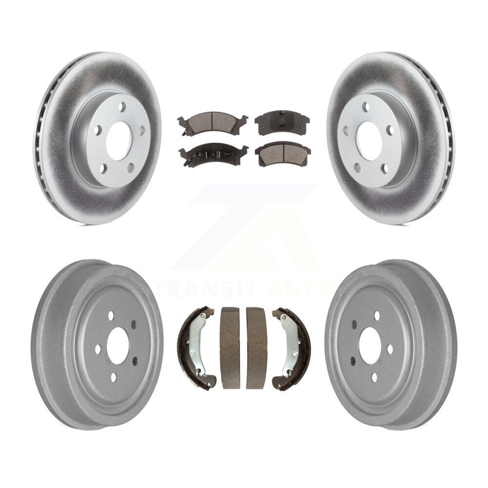 Front Rear Coated Brake Rotor Ceramic Pad Drum Kit For Pontiac Sunfire Chevrolet Cavalier KGT-102549