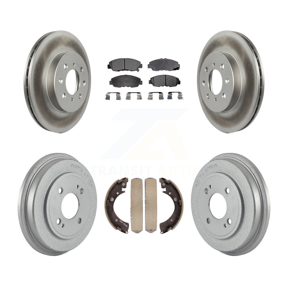 Front Rear Coated Disc Brake Rotors Ceramic Pads And Drum Kit For Honda Civic KGT-102551
