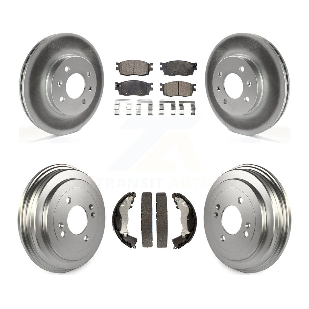 Front Rear Coated Disc Brake Rotor Ceramic Pad & Drum Kit For Hyundai Accent Kia Rio Rio5 KGT-102557