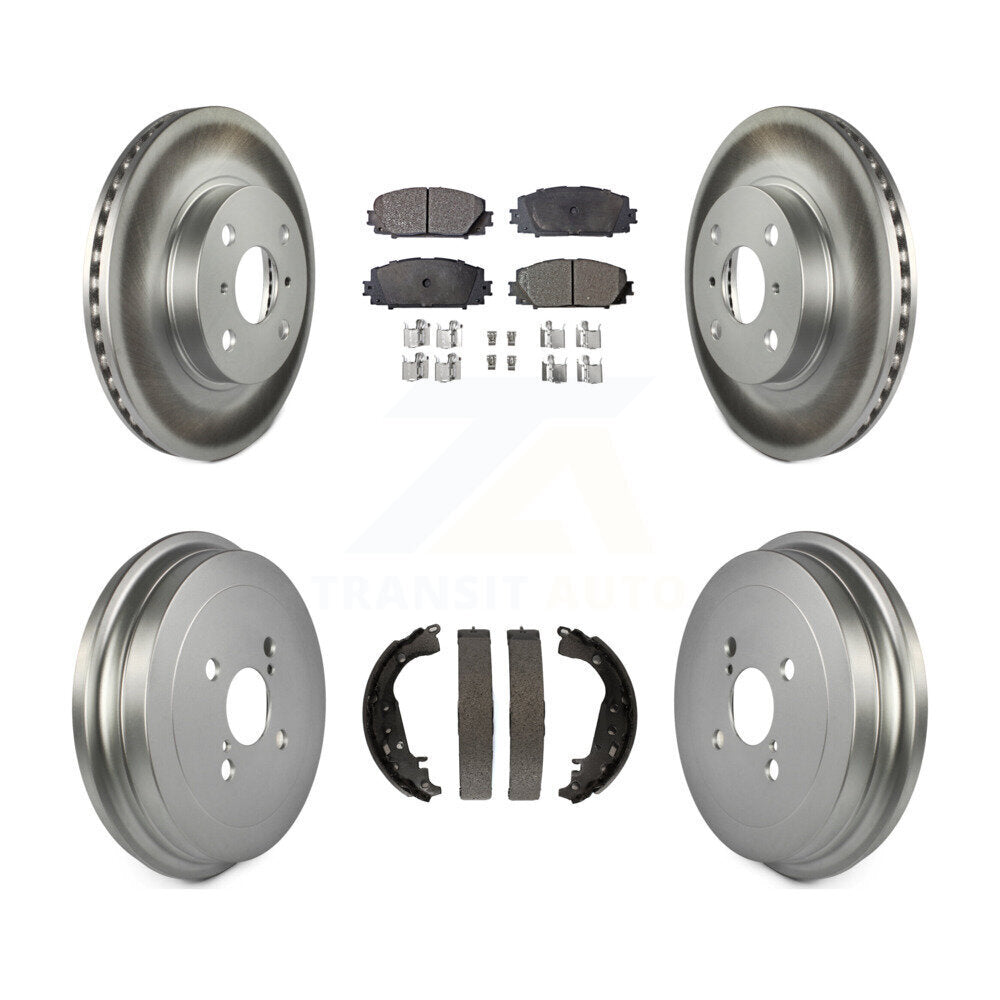 Front Rear Coated Disc Brake Rotors Ceramic Pads And Drum Kit For Toyota Yaris KGT-102561