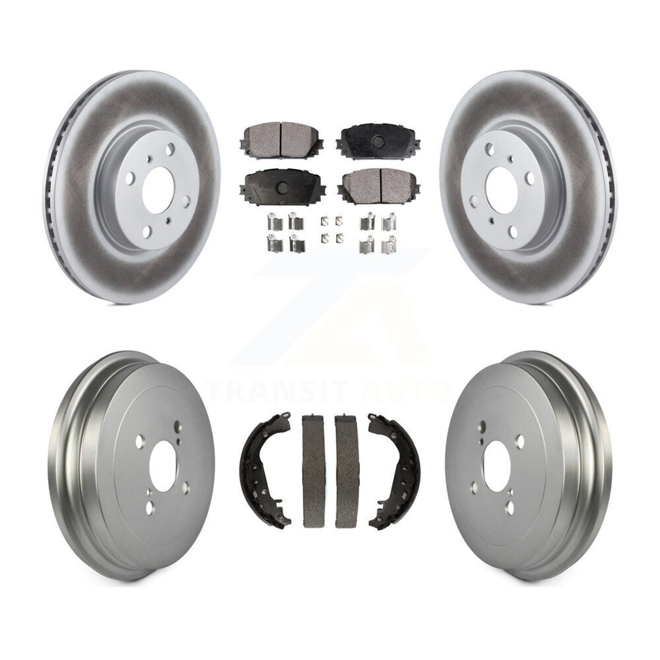 Front Rear Coated Disc Brake Rotor Ceramic Pad And Drum Kit For 2012-2013 Toyota Yaris SE KGT-102562