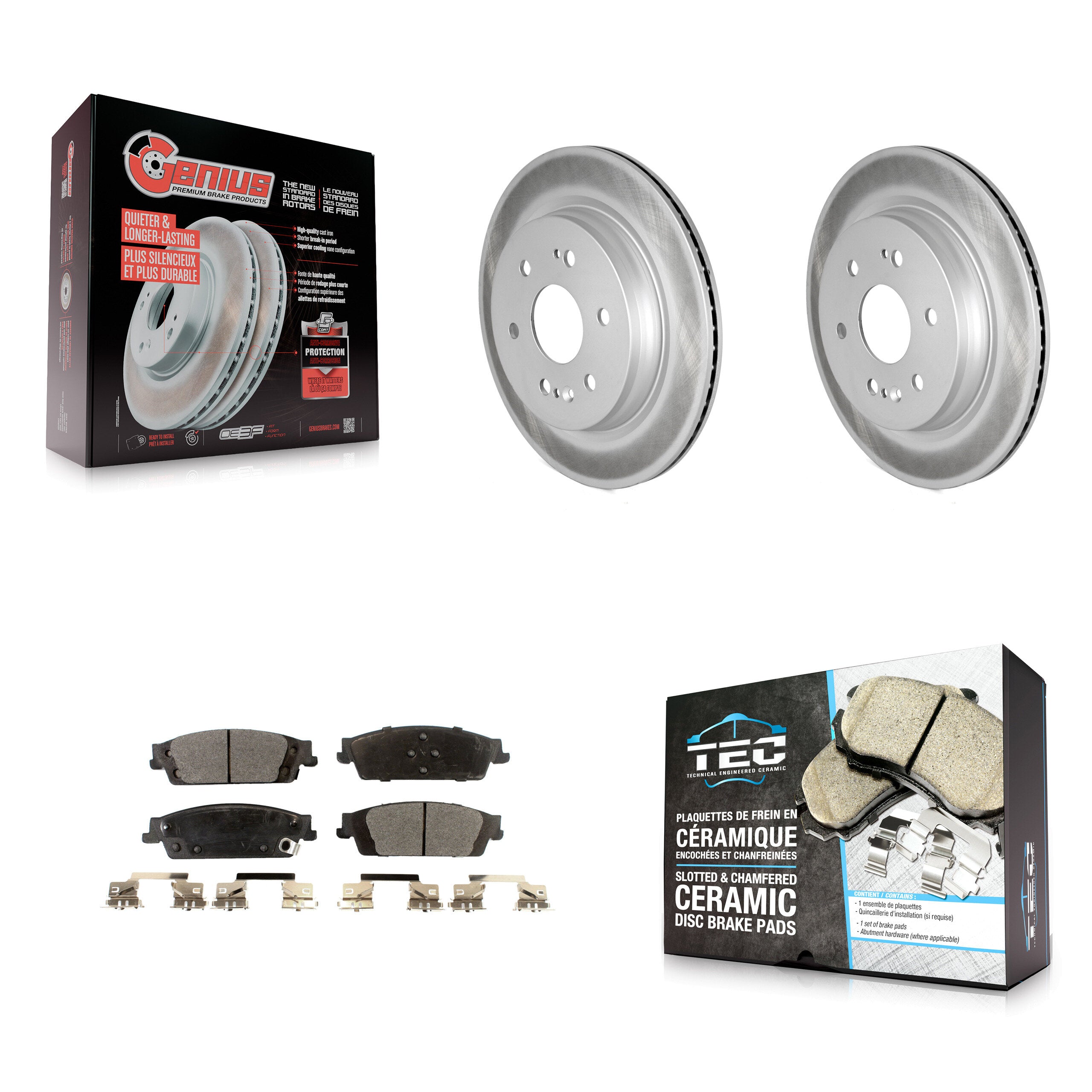 Rear Coat Brake Rotors Ceramic Pad Kit For Chevrolet Silverado 1500 LD GMC Sierra Limited KGT-102573