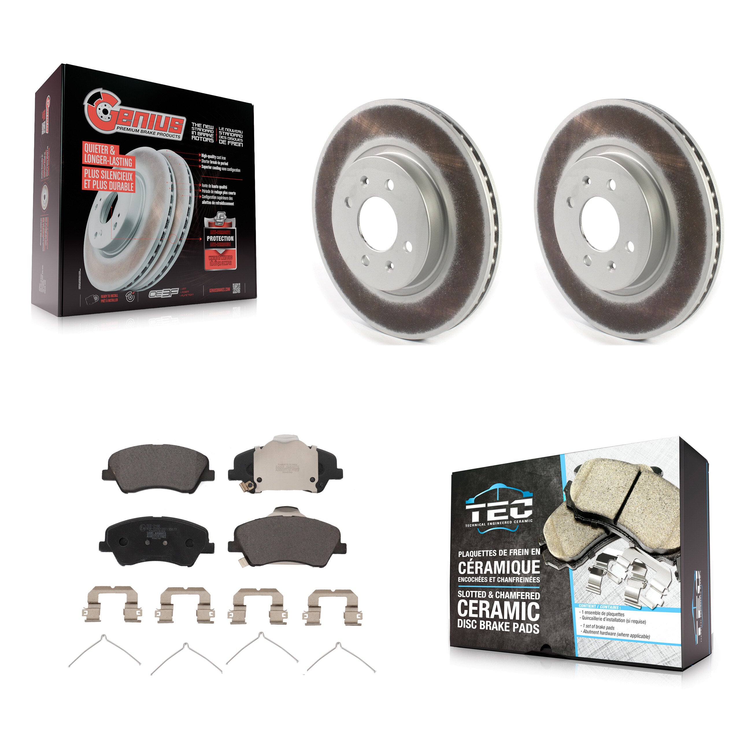 Front Coated Disc Brake Rotors And Ceramic Pads Kit For Kia Rio Hyundai Accent KGT-102575