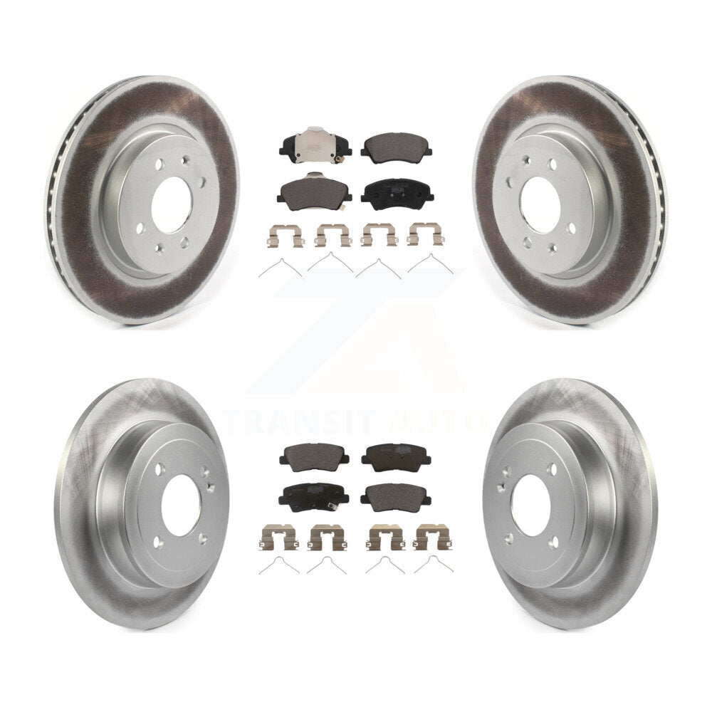 Front Rear Coated Disc Brake Rotors And Ceramic Pads Kit For Kia Rio Hyundai Accent KGT-102578