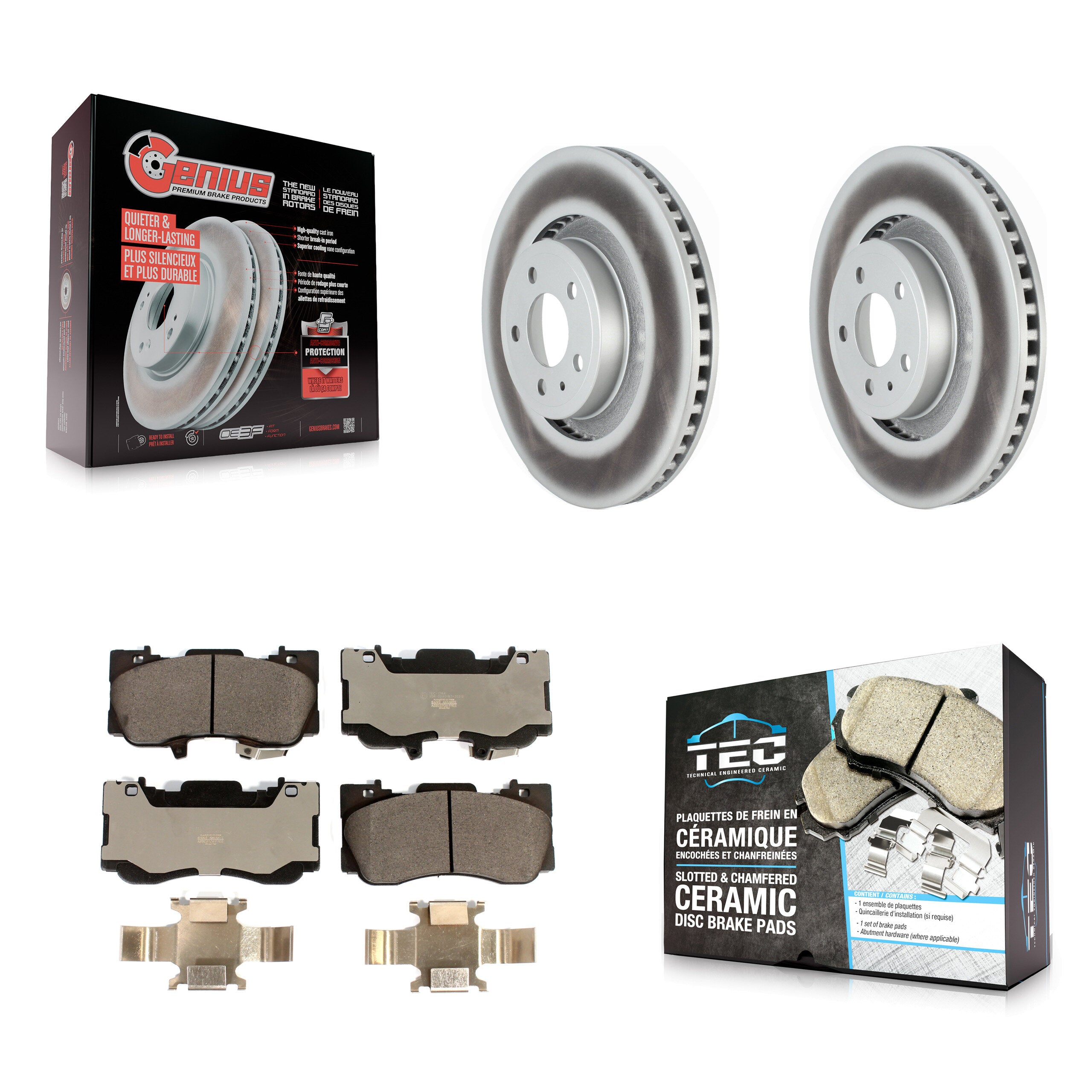 Front Coated Disc Brake Rotors And Ceramic Pads Kit For Ford Mustang KGT-102582