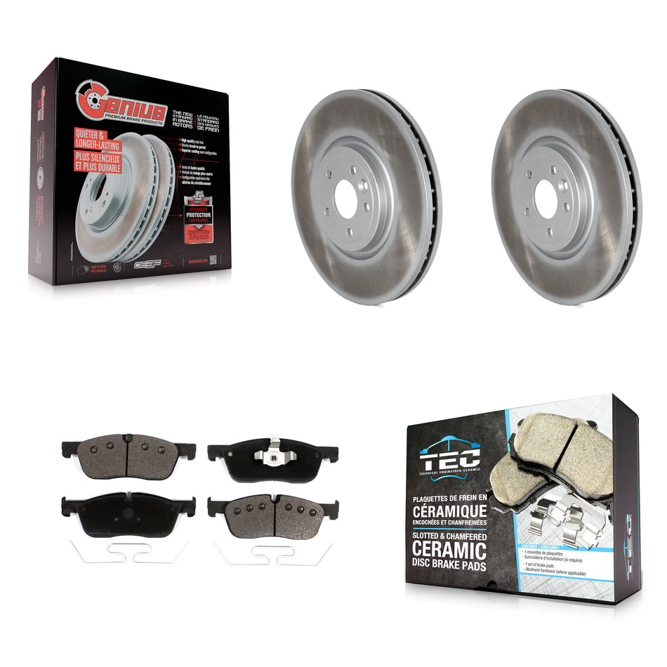 Front Coat Brake Rotor Ceramic Pad Kit For 2019 Jaguar XF With 350mm Diameter KGT-102586
