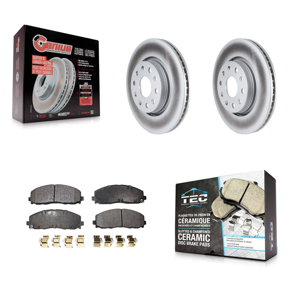 Front Coated Disc Brake Rotors And Ceramic Pads Kit For Jeep Wrangler Gladiator KGT-102588