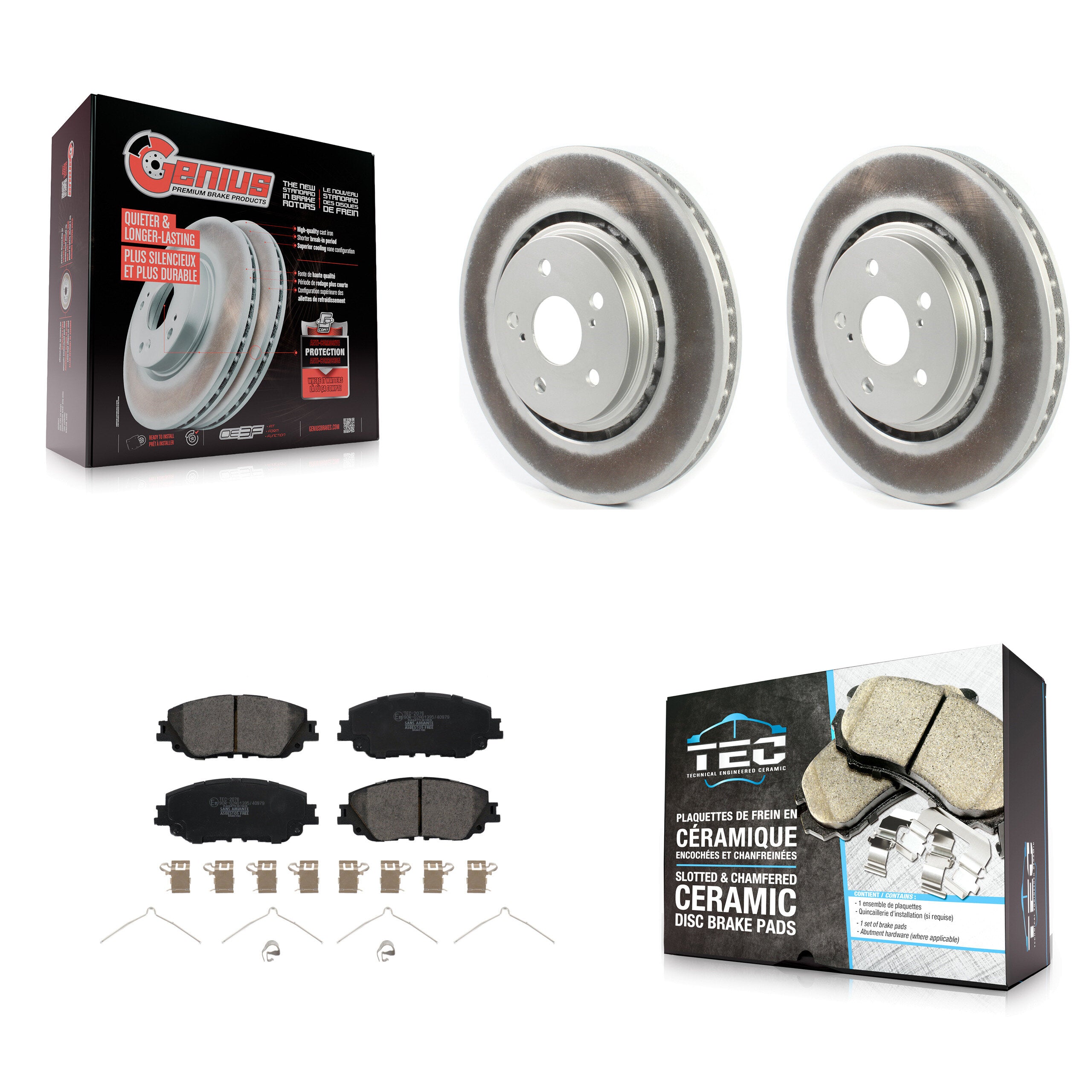 Front Coated Brake Rotors Ceramic Pad Kit For 2020-2023 Toyota Camry XSE With TRD Package KGT-102592
