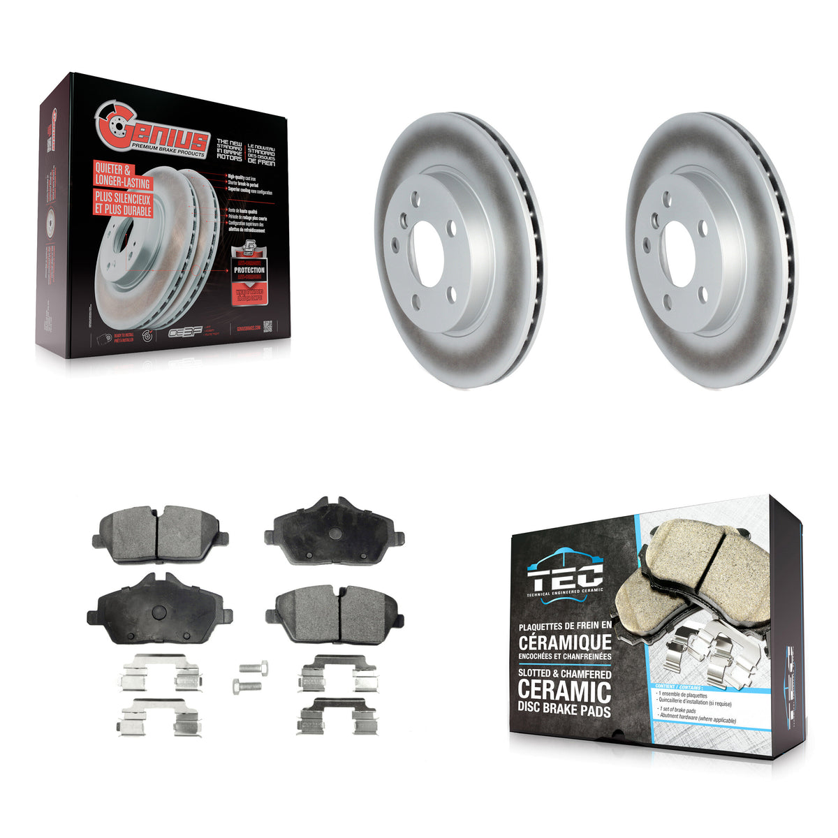 Front Coated Disc Brake Rotors And Ceramic Pads Kit For BMW i3 i3s KGT-102604