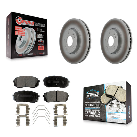 Front Coated Disc Brake Rotors And Ceramic Pads Kit For 2017-2019 Kia Soul EV KGT-102613
