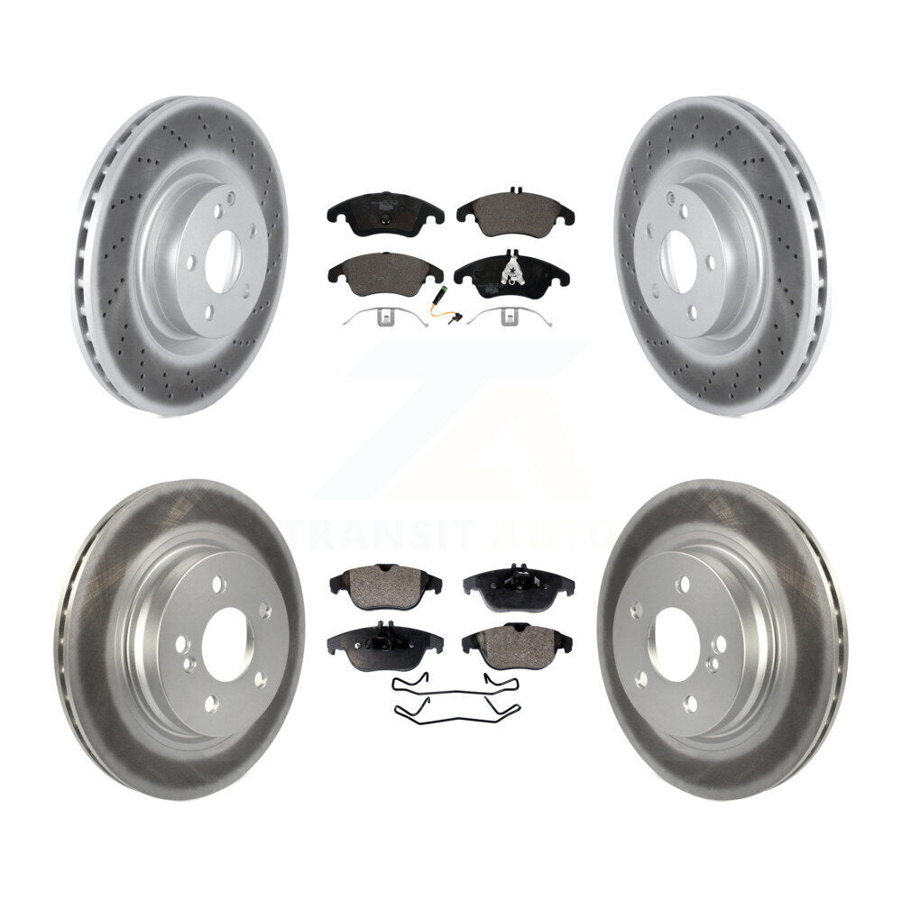 Front Rear Coated Disc Brake Rotors And Ceramic Pads Kit For Mercedes-Benz E550 KGT-102623