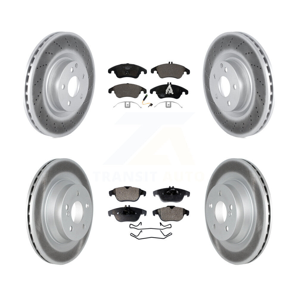 Front Rear Coated Disc Brake Rotors And Ceramic Pads Kit For Mercedes-Benz E550 KGT-102624