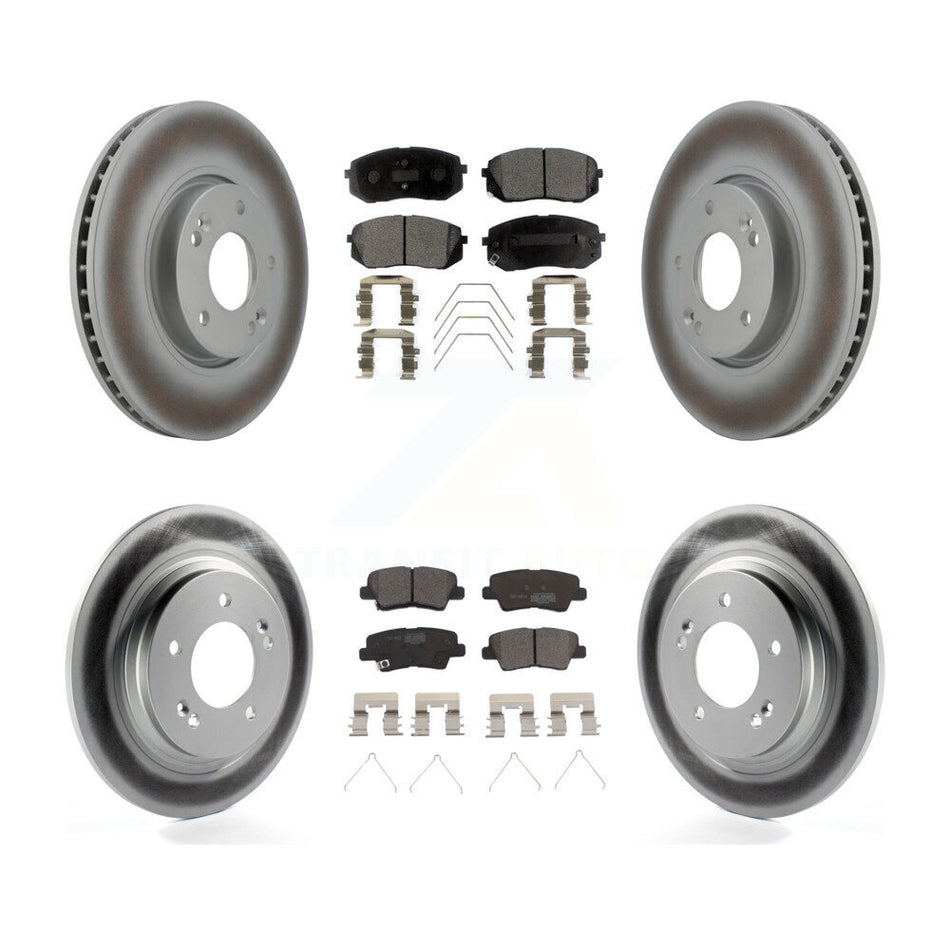 Front Rear Coated Disc Brake Rotors And Ceramic Pads Kit For 2017-2019 Kia Soul EV KGT-102630
