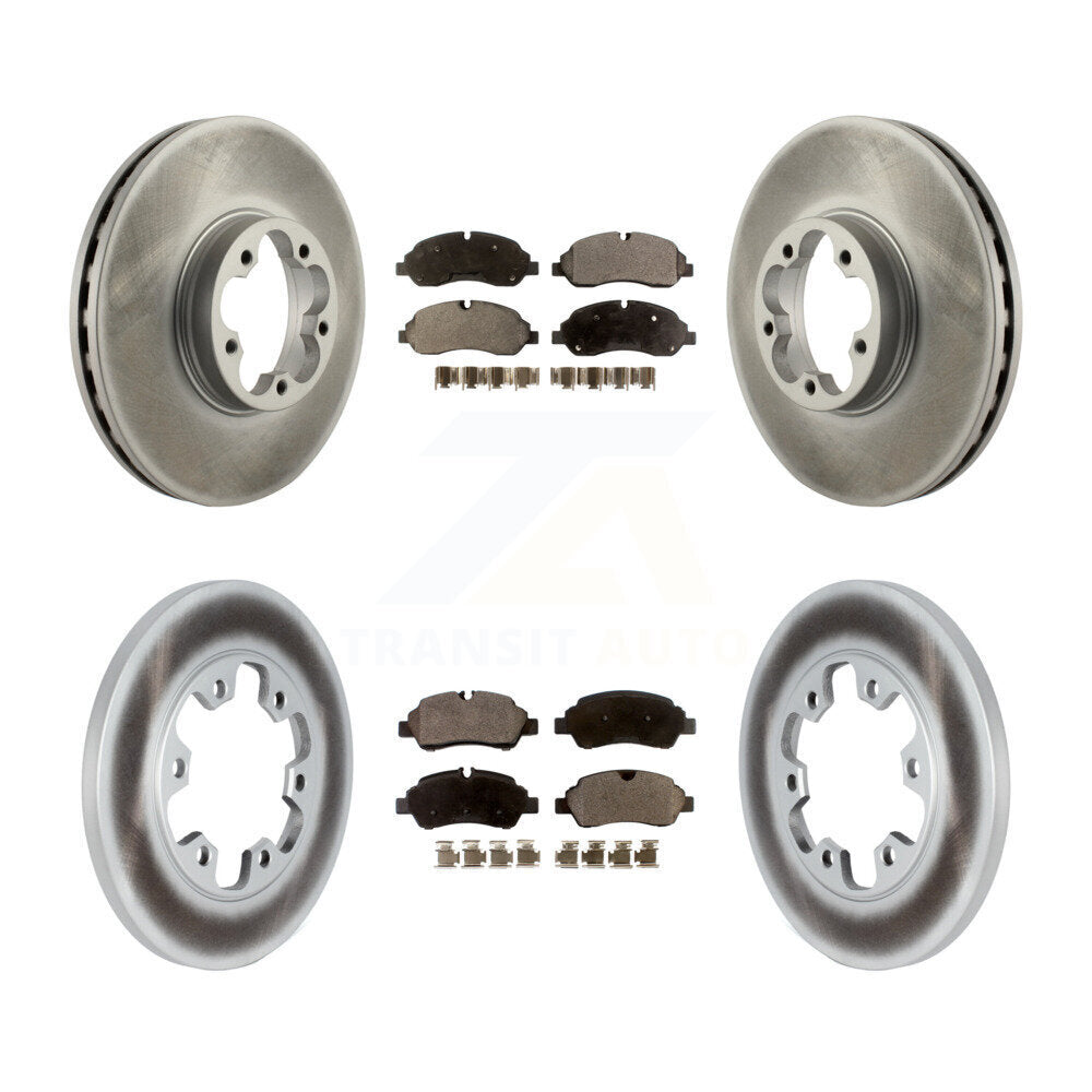 Front Rear Coated Brake Rotor & Ceramic Pad Kit For Ford Transit-350 HD With 6 Lug Wheels KGT-102634