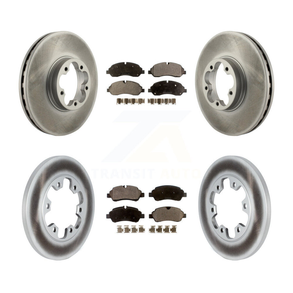 Front Rear Coated Brake Rotor & Ceramic Pad Kit For Ford Transit-350 HD With 6 Lug Wheels KGT-102634
