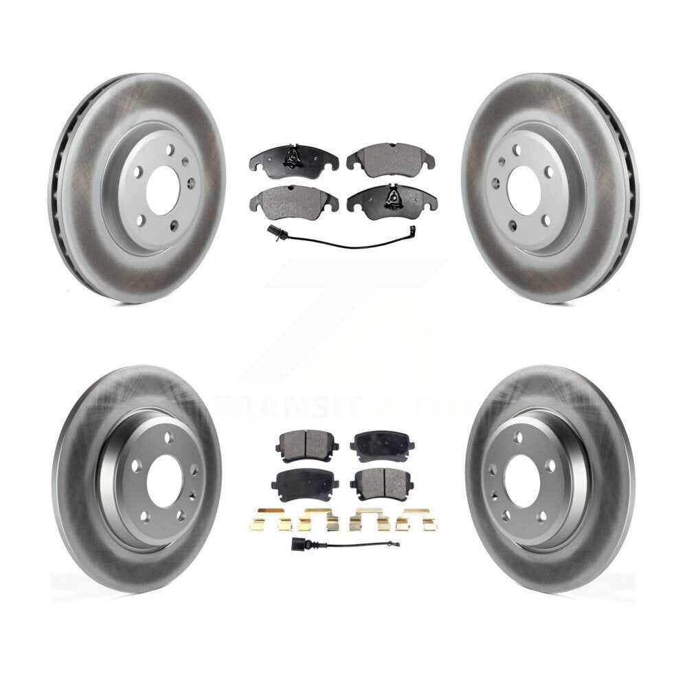 Front Rear Coated Disc Brake Rotors And Ceramic Pads Kit For 2013 Audi A4 allroad KGT-102654