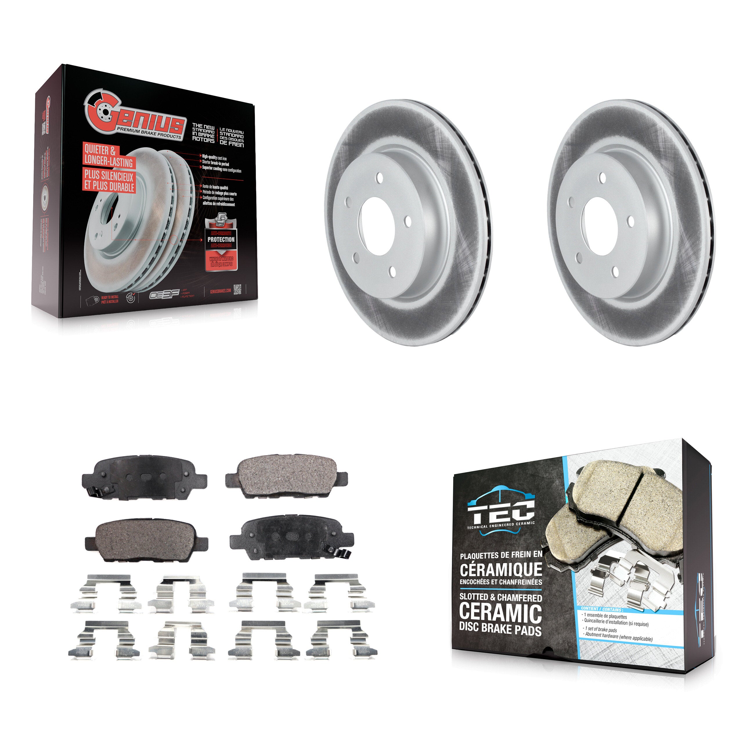 Rear Coated Disc Brake Rotors And Ceramic Pads Kit For Nissan Qashqai Rogue Sport LEAF KGT-102671