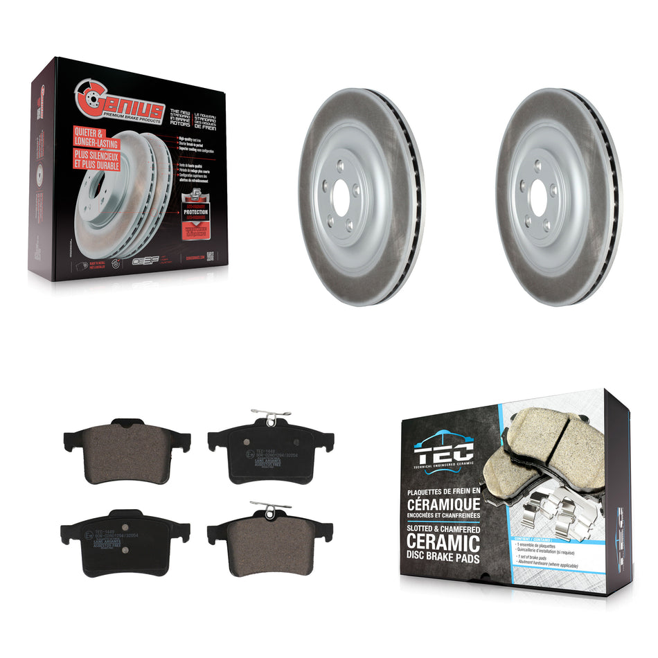 Rear Coated Disc Brake Rotor And Ceramic Pad Kit For Jaguar XF XJ XKR XFR XKR-S XFR-S XJR KGT-102675