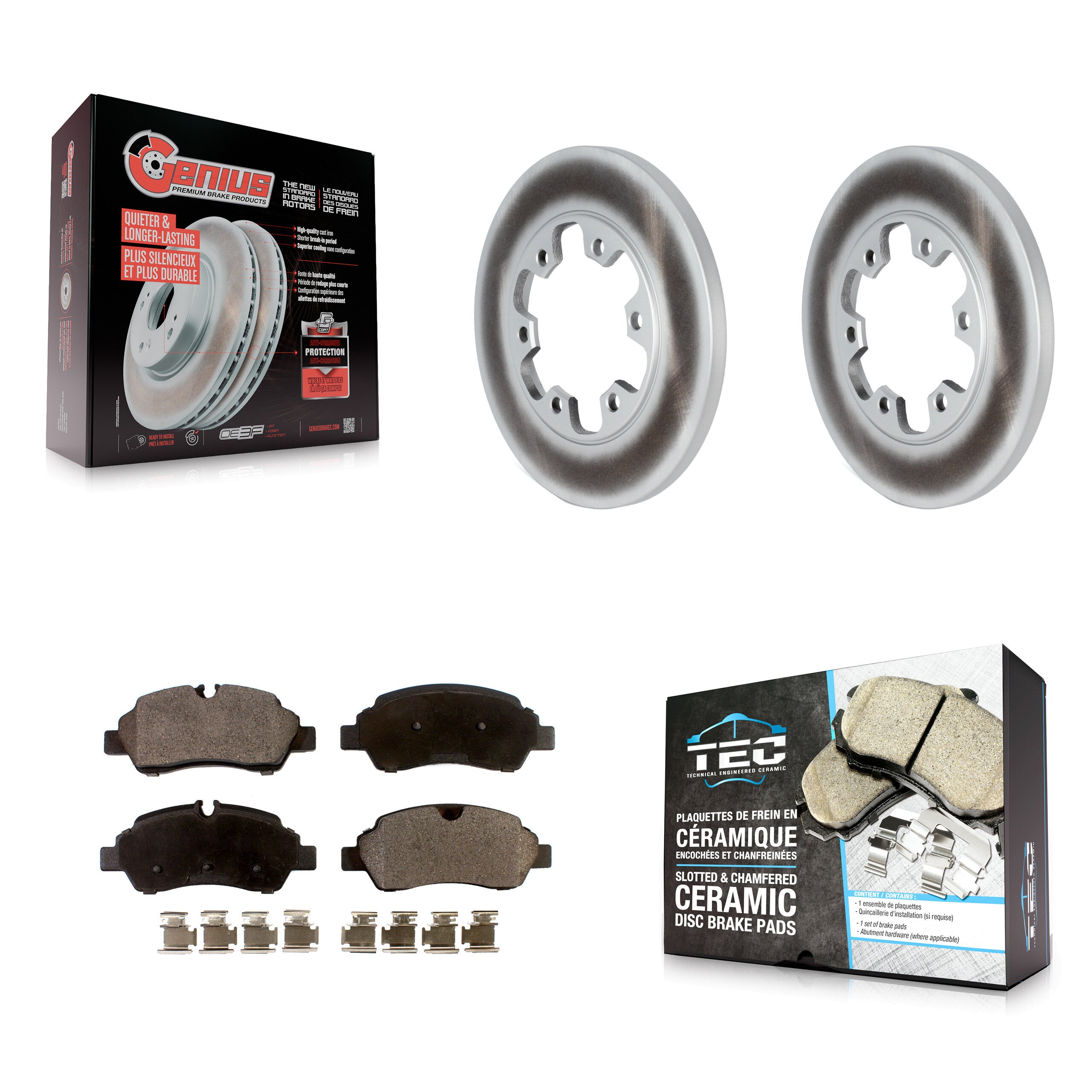 Rear Coat Brake Rotor Ceramic Pad Kit For 2015-2019 Ford Transit-350 HD With 6 Lug Wheels KGT-102676