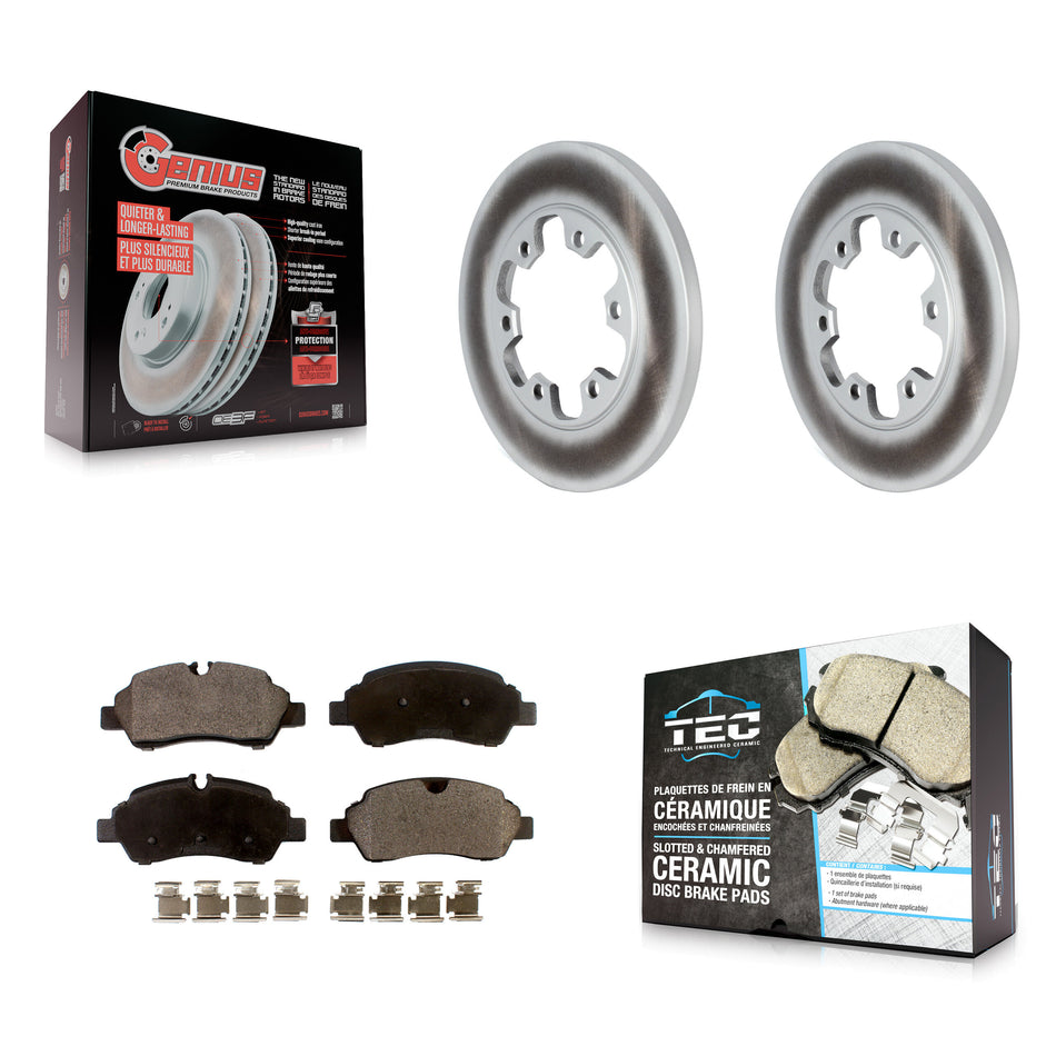 Rear Coat Brake Rotor Ceramic Pad Kit For 2015-2019 Ford Transit-350 HD With 6 Lug Wheels KGT-102676