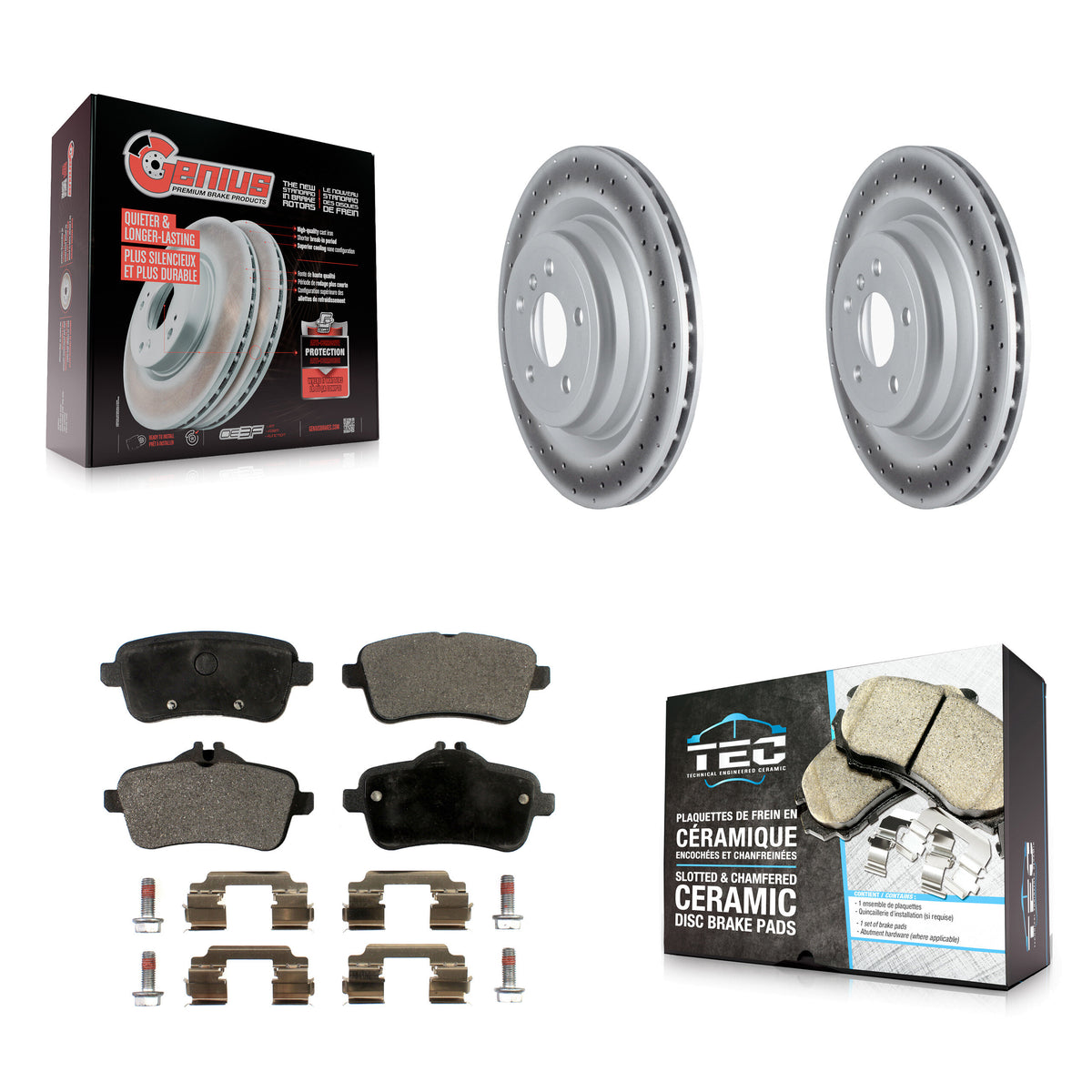 Rear Coated Brake Rotor & Ceramic Pad Kit For Mercedes-Benz ML350 GLE400 GLE350 GLE43 AMG KGT-102686