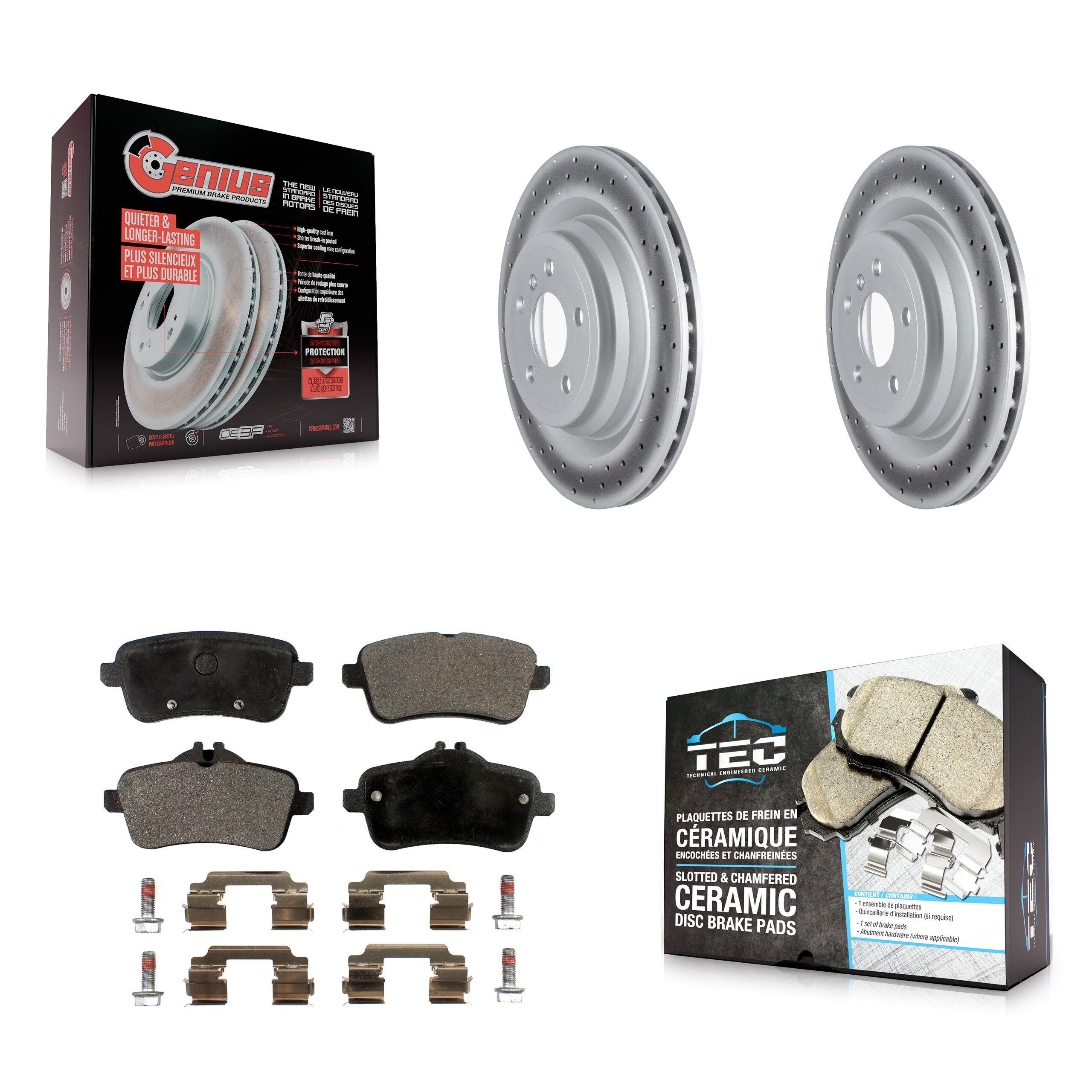 Rear Coated Brake Rotor & Ceramic Pad Kit For Mercedes-Benz ML350 GLE400 GLE350 GLE43 AMG KGT-102686