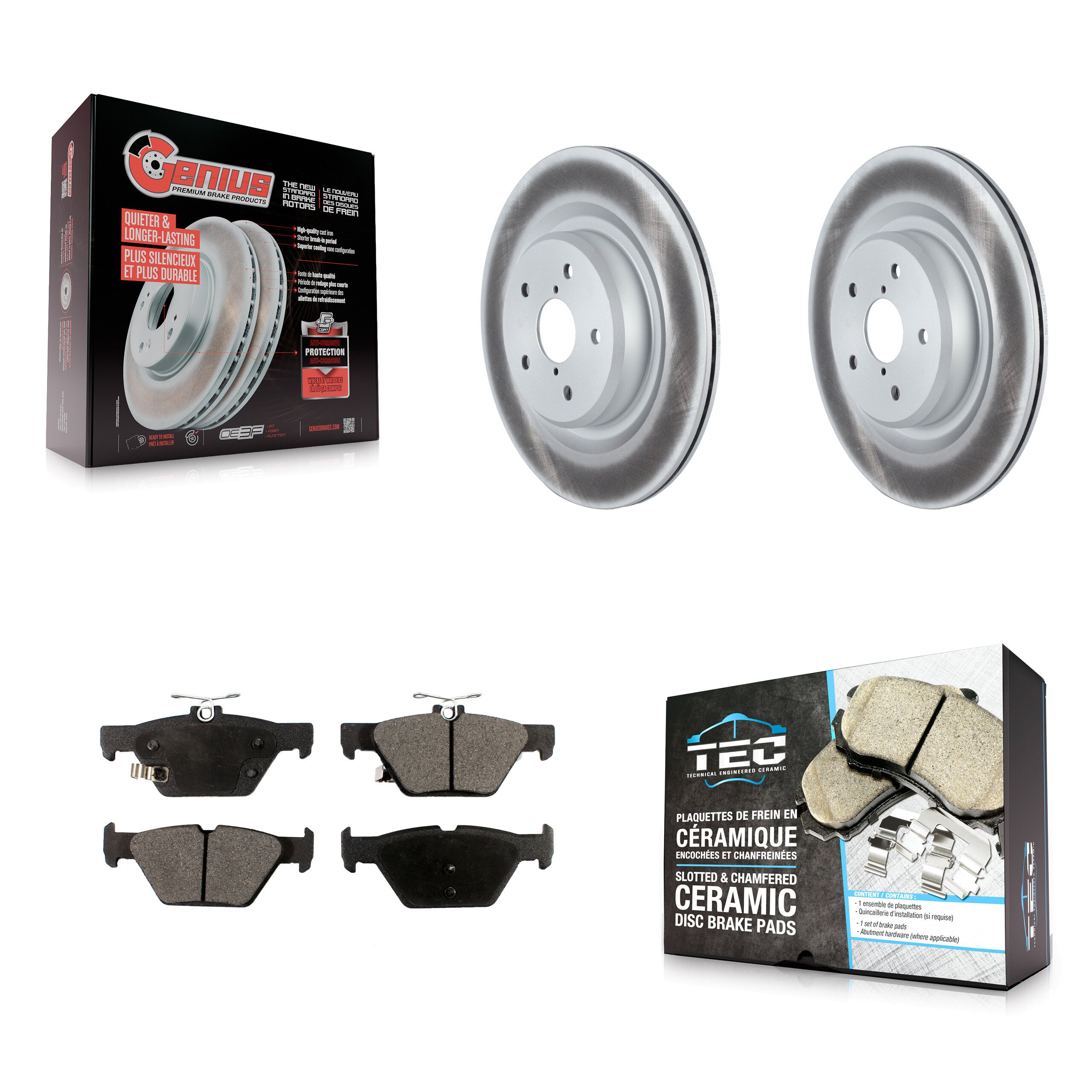 Rear Coated Disc Brake Rotors And Ceramic Pads Kit For 2019-2024 Subaru Ascent KGT-102698