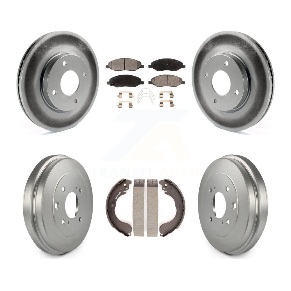 Front Rear Coated Disc Brake Rotor Ceramic Pad Drum Kit For 2008 Nissan Versa 4-Wheel ABS KGT-102703