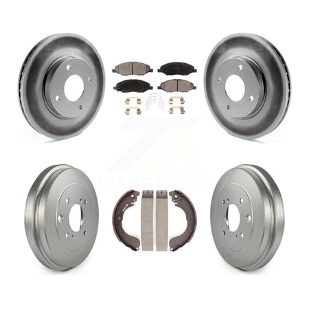 Front Rear Coated Disc Brake Rotor Ceramic Pad Drum Kit For 2008 Nissan Versa 4-Wheel ABS KGT-102703