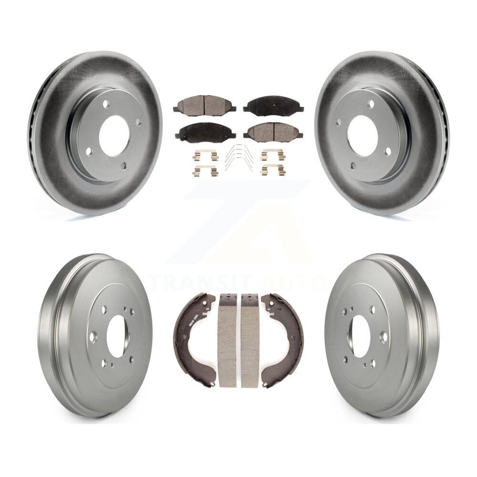 Front Rear Coated Disc Brake Rotor Ceramic Pad Drum Kit For 2008 Nissan Versa 4-Wheel ABS KGT-102703