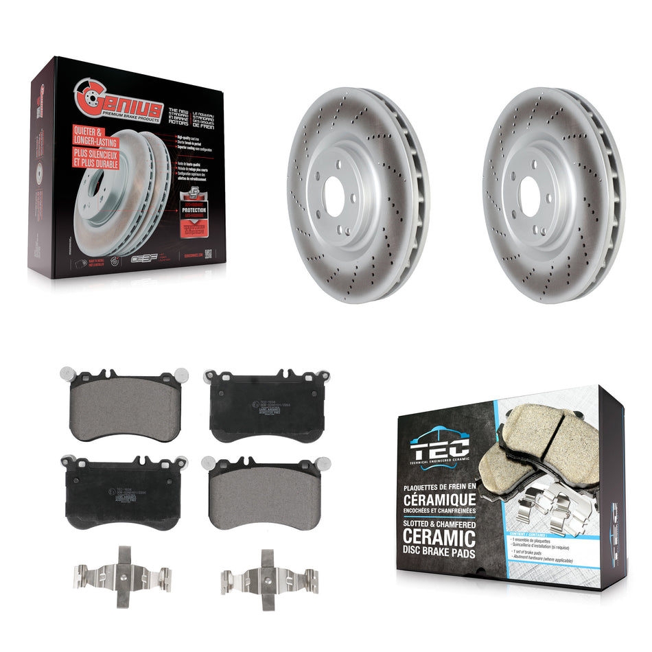 Front Coated Disc Brake Rotors And Ceramic Pads Kit For 2012-2018 Mercedes-Benz CLS550 KGT-102726