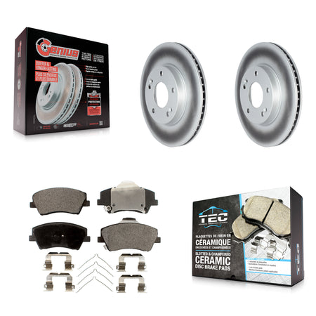 Front Coated Disc Brake Rotors And Ceramic Pads Kit For 2017-2022 Hyundai Ioniq Kia Niro KGT-102727