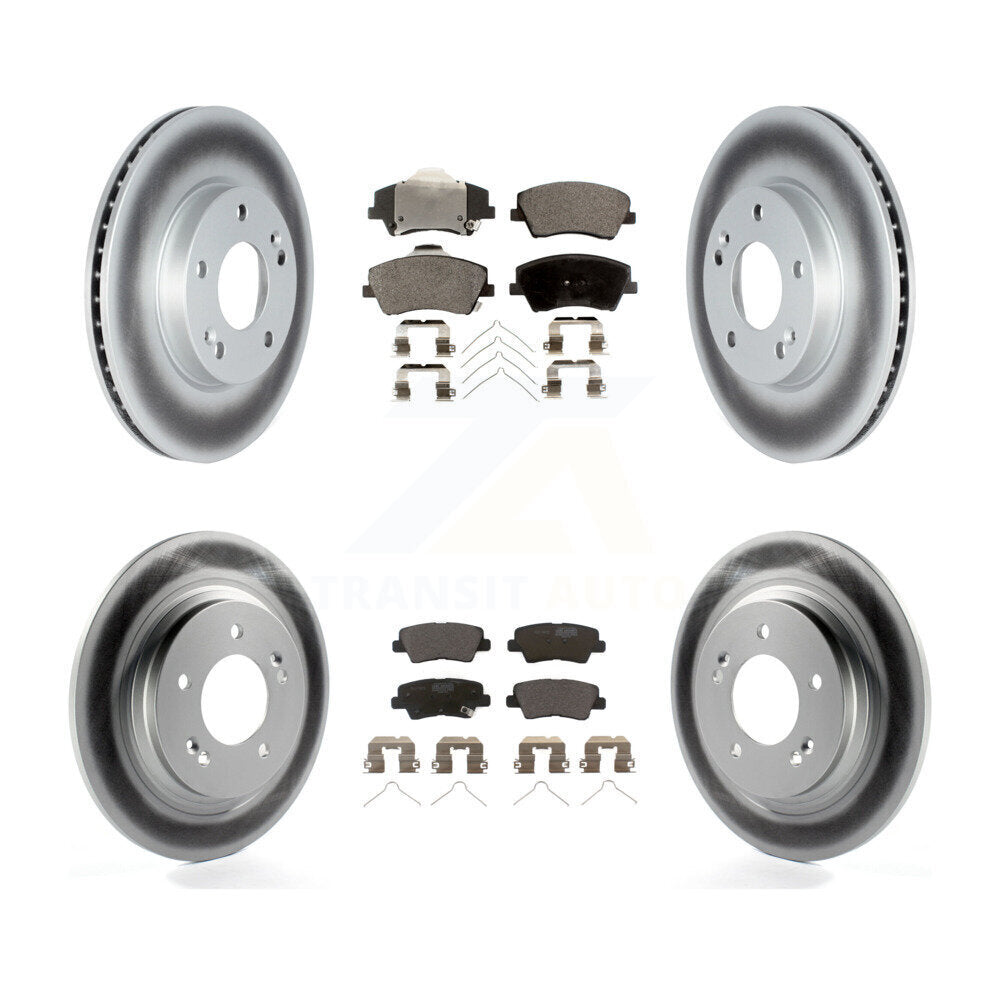 Front Rear Coated Disc Brake Rotors And Ceramic Pads Kit For Hyundai Ioniq Kia Niro KGT-102746