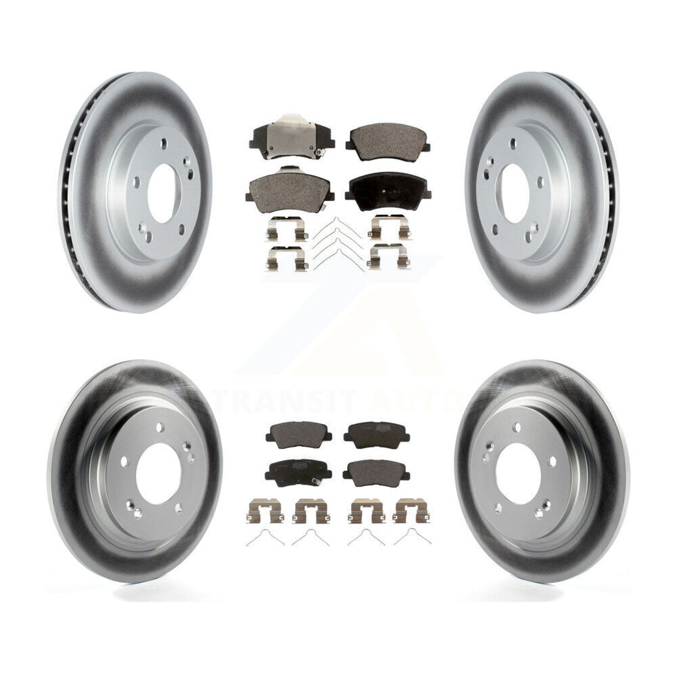 Front Rear Coated Disc Brake Rotors And Ceramic Pads Kit For Hyundai Ioniq Kia Niro KGT-102746