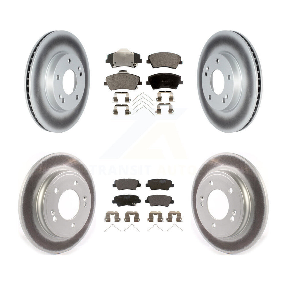 Front Rear Coated Disc Brake Rotors And Ceramic Pads Kit For Hyundai Ioniq Kia Niro KGT-102747