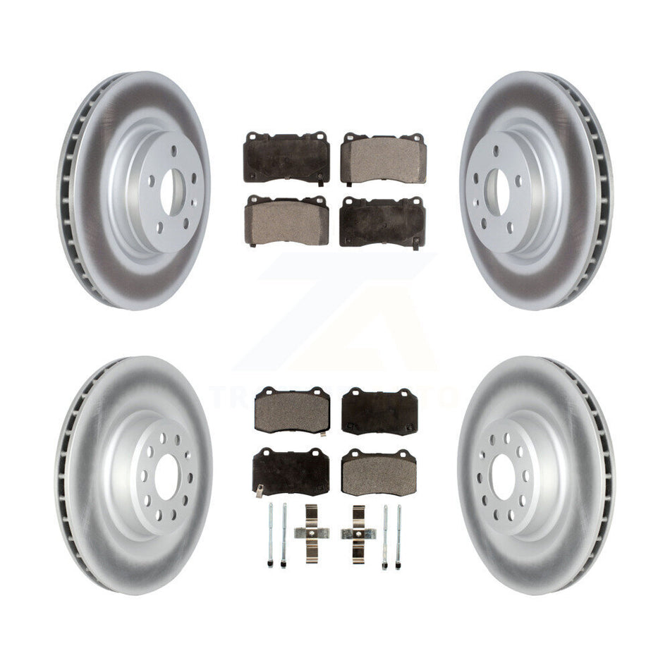Front Rear Coated Disc Brake Rotors And Ceramic Pads Kit For 2016 Tesla S From 04 16 KGT-102756
