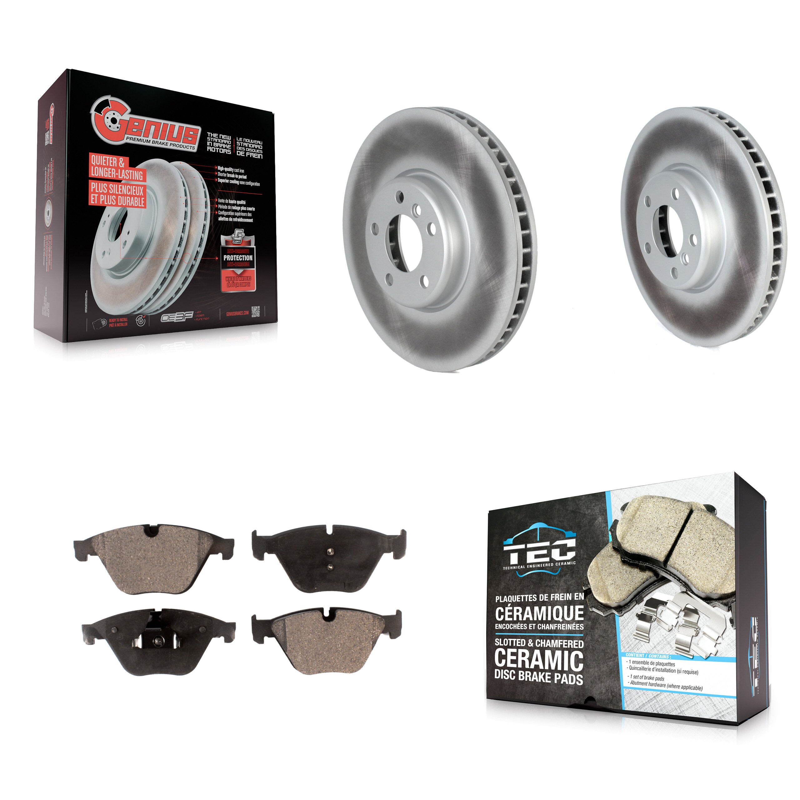 Front Coated Disc Brake Rotors And Ceramic Pads Kit For 2011-2013 BMW 535i KGT-102761