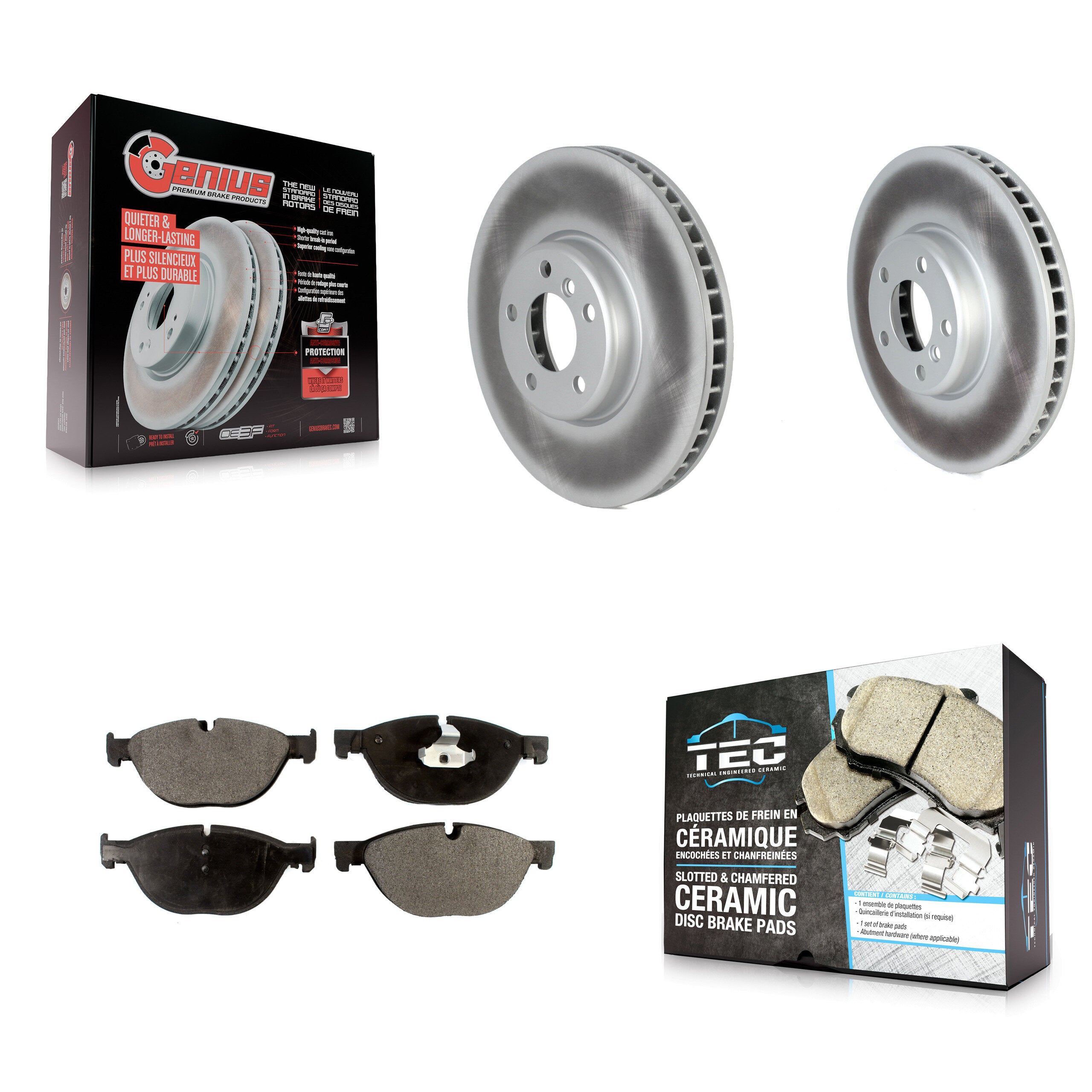 Front Coat Brake Rotors Ceramic Pad Kit For BMW 550i xDrive 650i Gran Coupe 535i GT 740Li KGT-102762