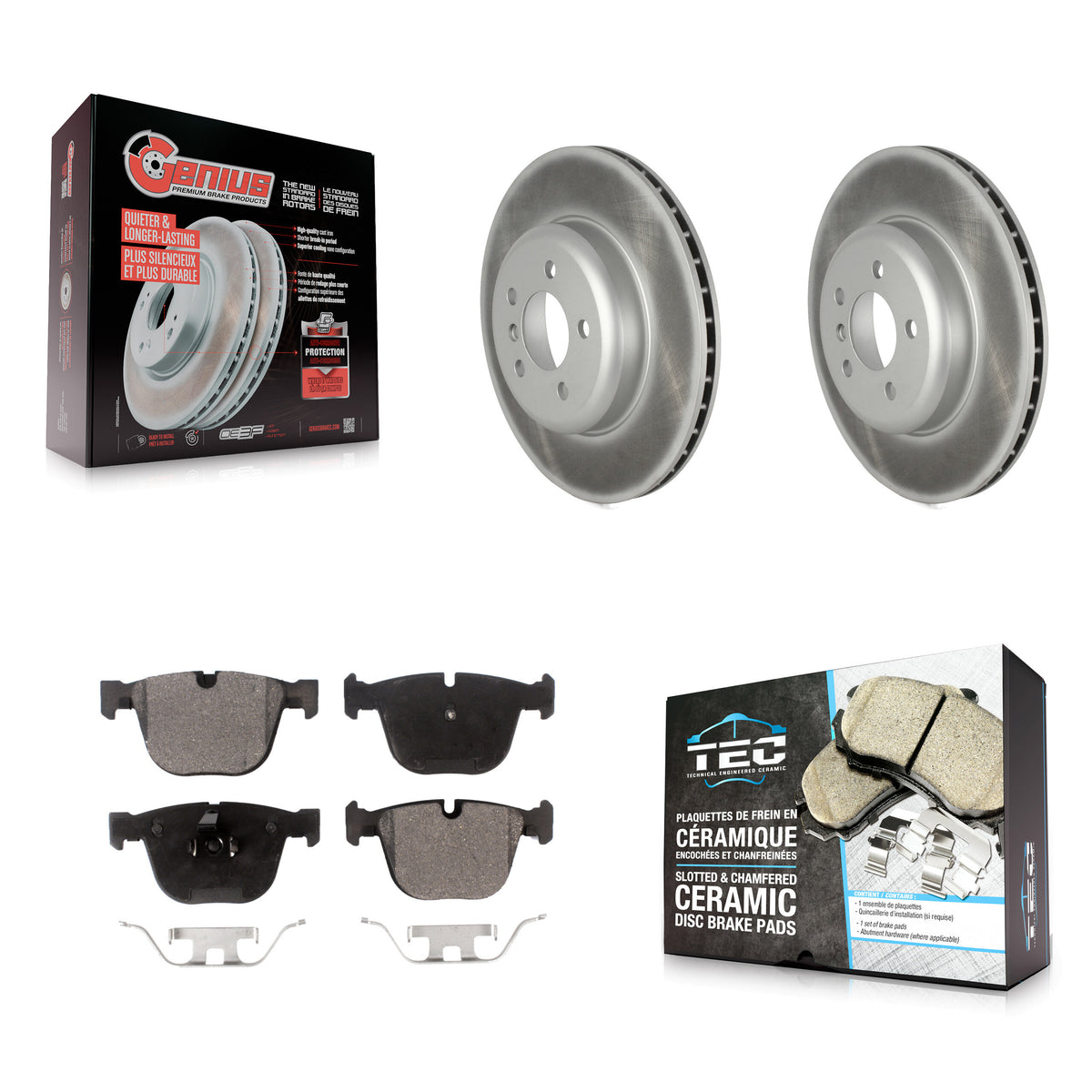 Rear Coated Brake Rotors Ceramic Pad Kit For BMW 535i GT xDrive 740Li 740i ActiveHybrid 7 KGT-102778