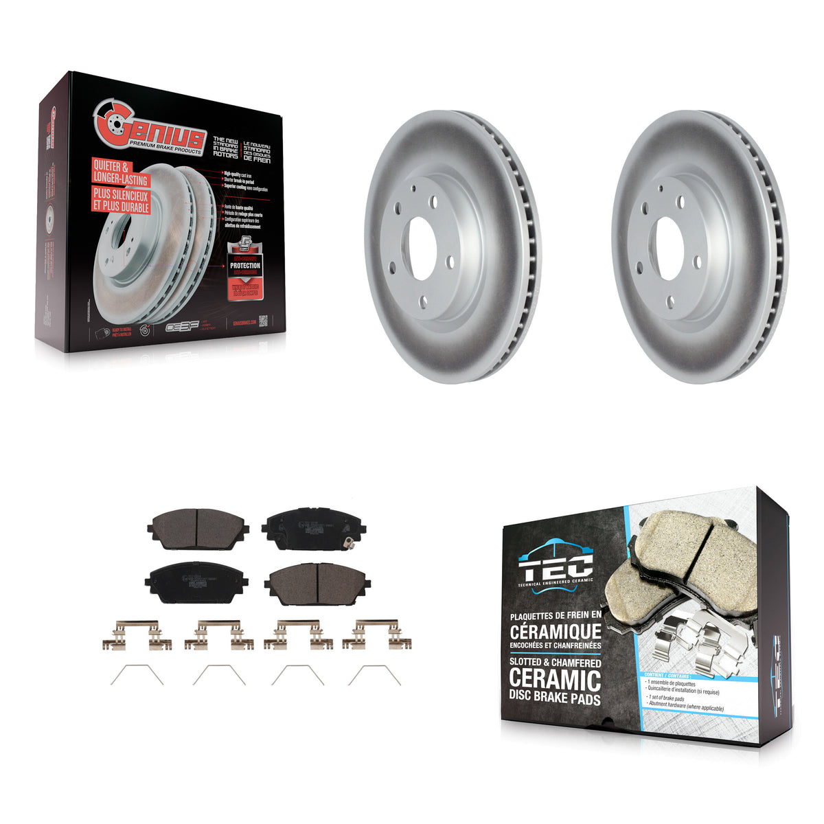 Front Coated Disc Brake Rotors And Ceramic Pads Kit For Mazda 3 Sport AWD KGT-102780