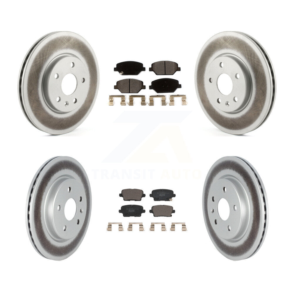 Front Rear Coated Disc Brake Rotors And Ceramic Pads Kit For 2019 Cadillac XT4 KGT-102781