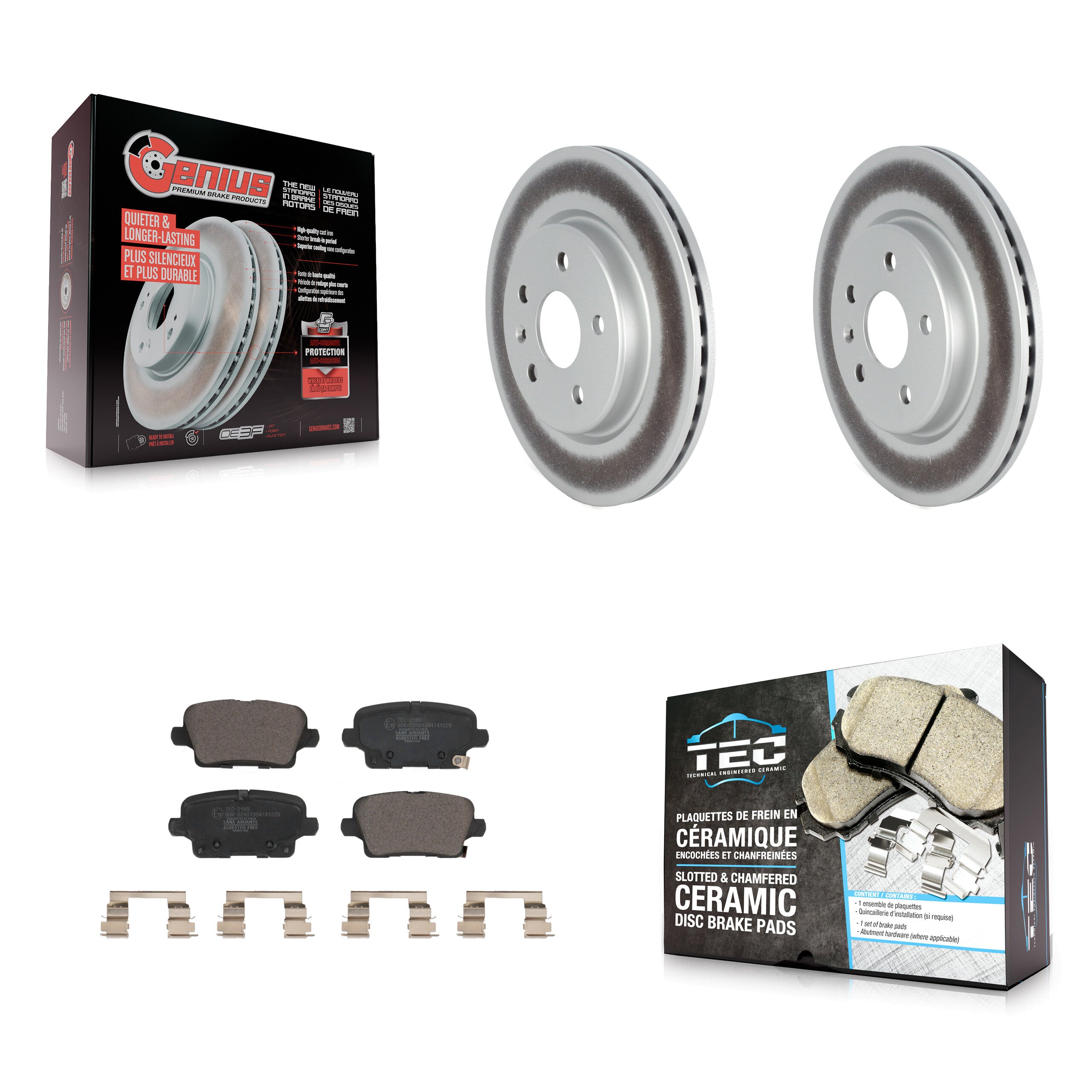 Rear Coated Disc Brake Rotors And Ceramic Pads Kit For Cadillac XT4 Buick Envision KGT-102800