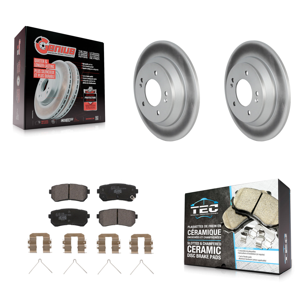 Rear Coated Disc Brake Rotors And Ceramic Pads Kit For Hyundai Kona KGT-102803