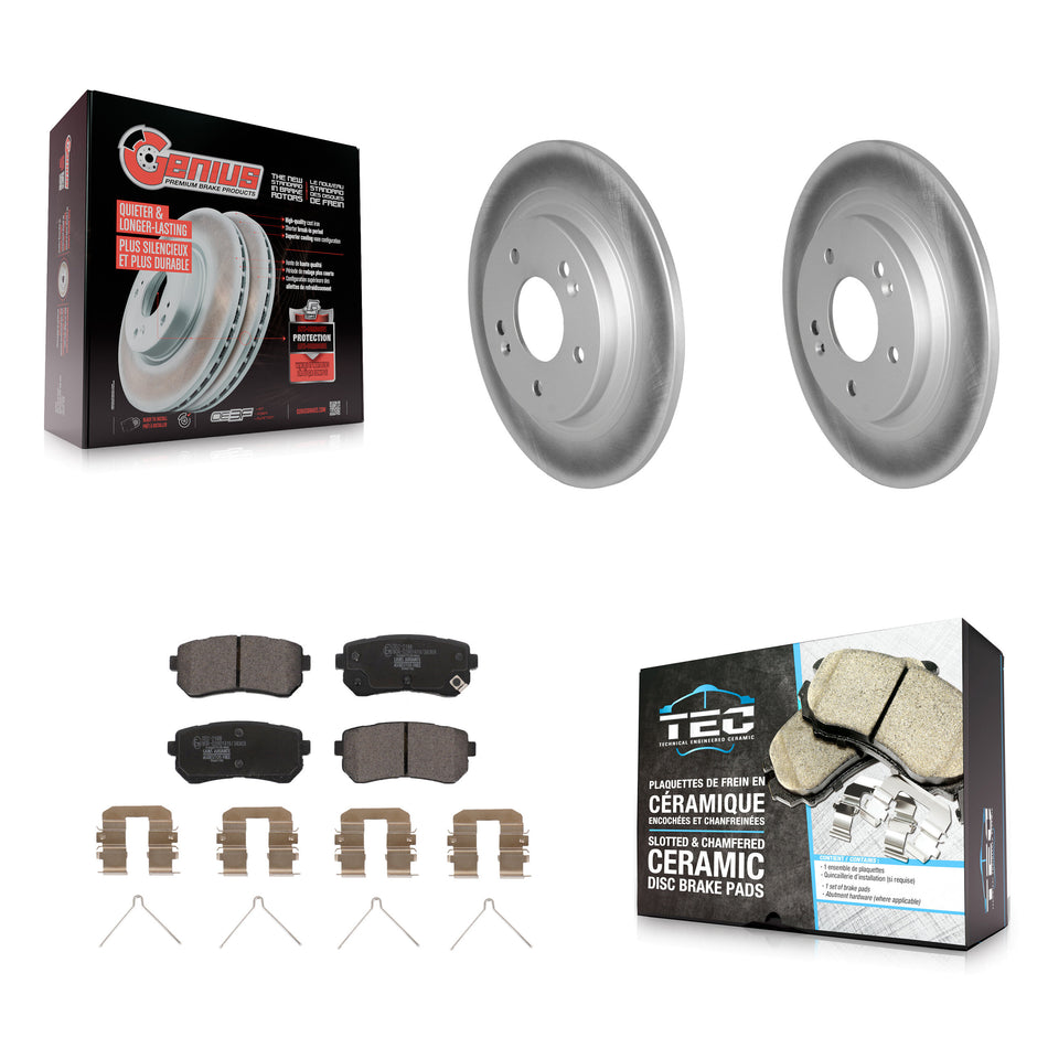 Rear Coated Disc Brake Rotors And Ceramic Pads Kit For Hyundai Kona Kia Seltos KGT-102804
