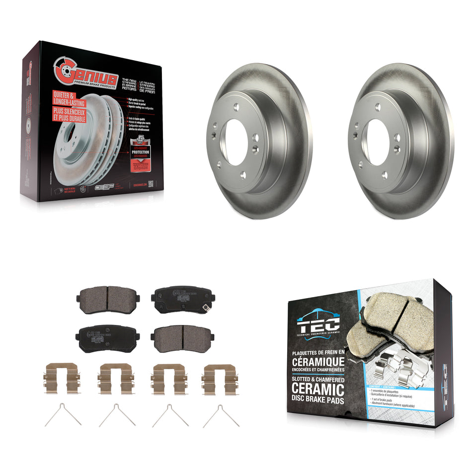 Rear Coated Disc Brake Rotors And Ceramic Pads Kit For Hyundai Kona Kia Seltos KGT-102805