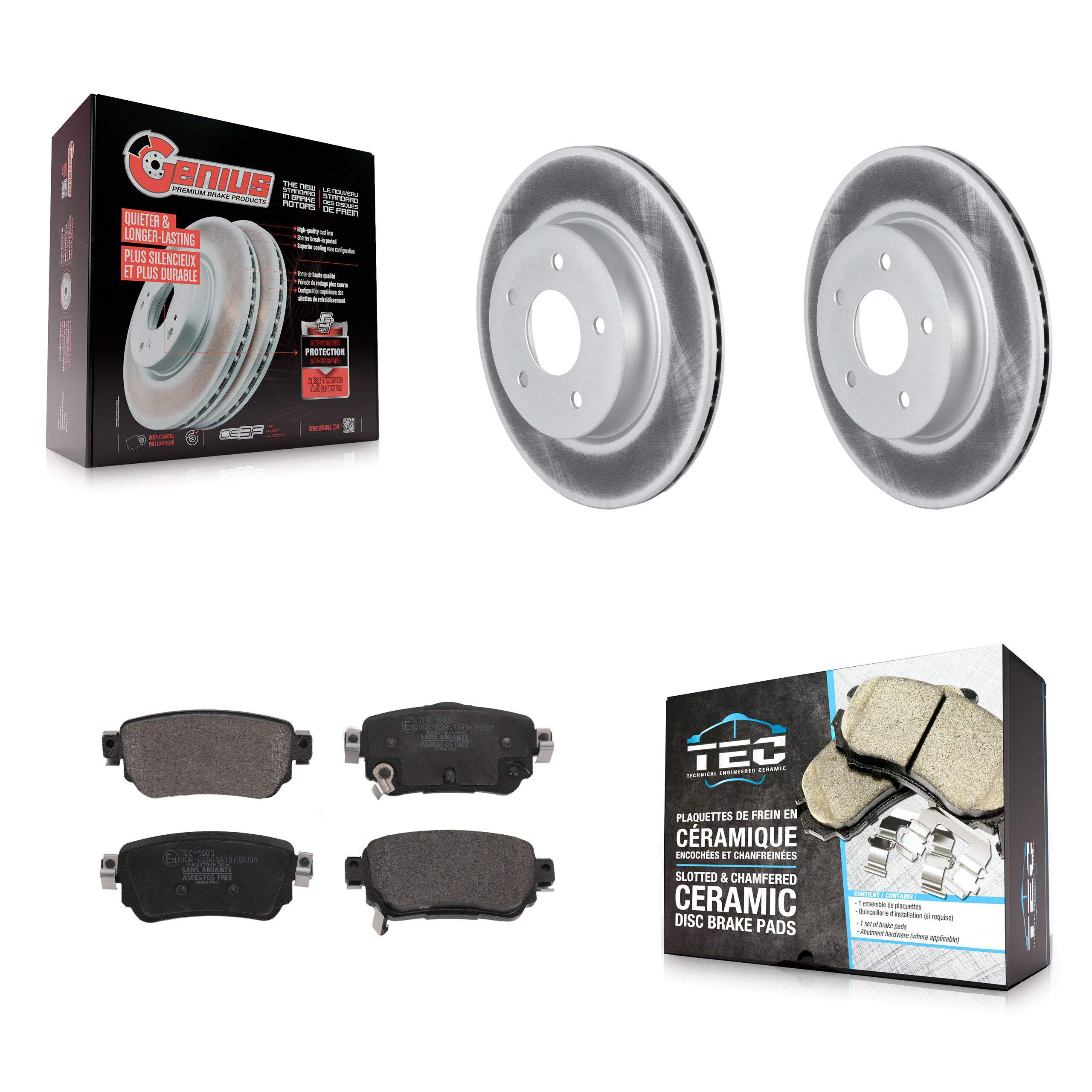 Rear Coated Disc Brake Rotors And Ceramic Pads Kit For Nissan Rogue Sport Qashqai LEAF KGT-102807