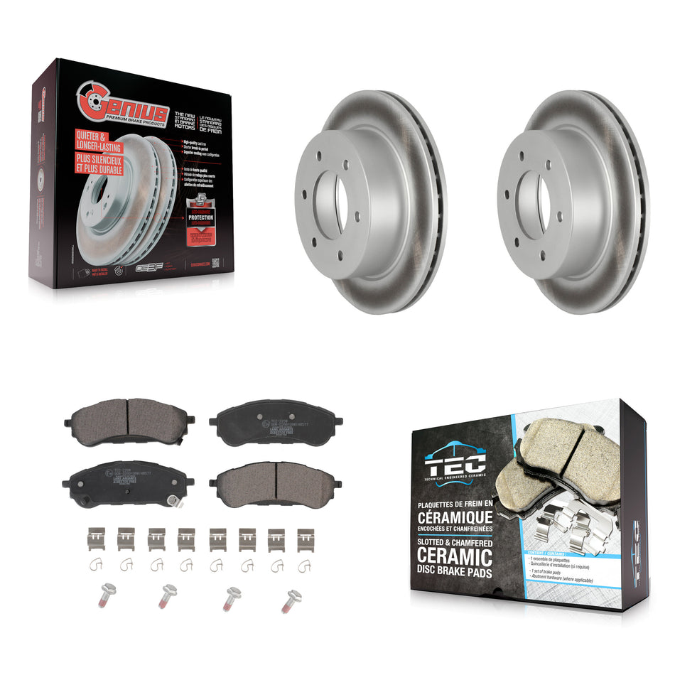 Rear Coated Disc Brake Rotors And Ceramic Pads Kit For 2019-2023 Ford Ranger KGT-102815